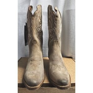 Dan Post Womens Karmel Embroidered Snip‎ Toe Pull On Boots Mid Calf 9M